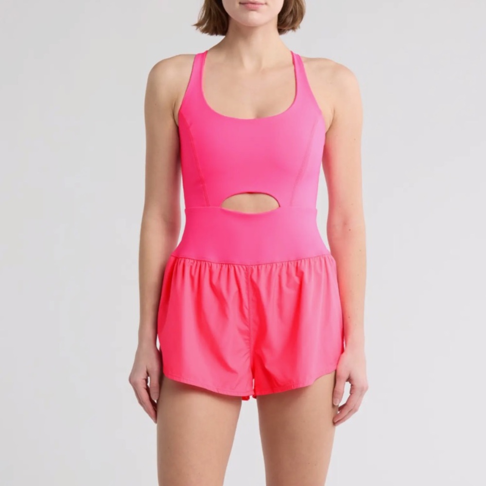 FINAL SALE FP Movement Righteous Runsie Romper Pink Flamingo Fizz Size Small